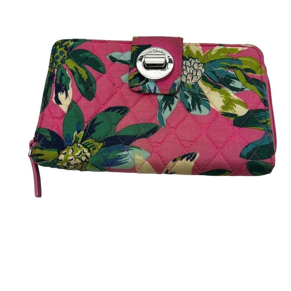 Vera Bradley Turnlock Wallet Va Va Bloom Pink Floral Botanical Zip Coin Pocket